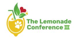 Lemonade Conference Logo - A drawn lemon with a straw poking out of it and a heart over the right side